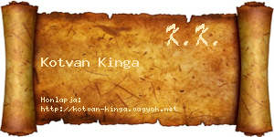 Kotvan Kinga névjegykártya